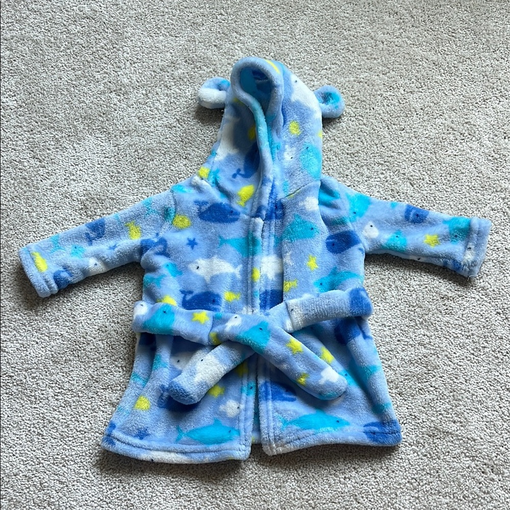 Mon Cheri Blue and Yellow Plush Bathrobe